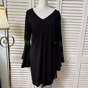 MSK Black V-Neck Long Sleeve Dress with Tiered Bell Sleeves